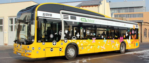 Foto Gelber Hybridbus von MAN